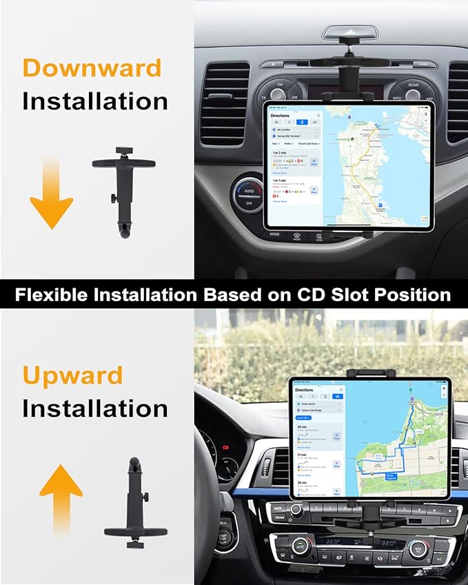 Car CD Slot Mount Tablet Holder with Adjustable Arm, Universal 360° Rotation Truck CD Player Tablet Holder for 4-13" iPad Pro Air Mini, Phone, Galaxy Z Fold, Fire HD