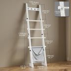 REFGY Blanket Ladder for Living Room, 5-Tier Wooden Blanket Ladder, 5.3Ft Wall Leaning Quilt Ladder for Bedroom, Rustic Decor