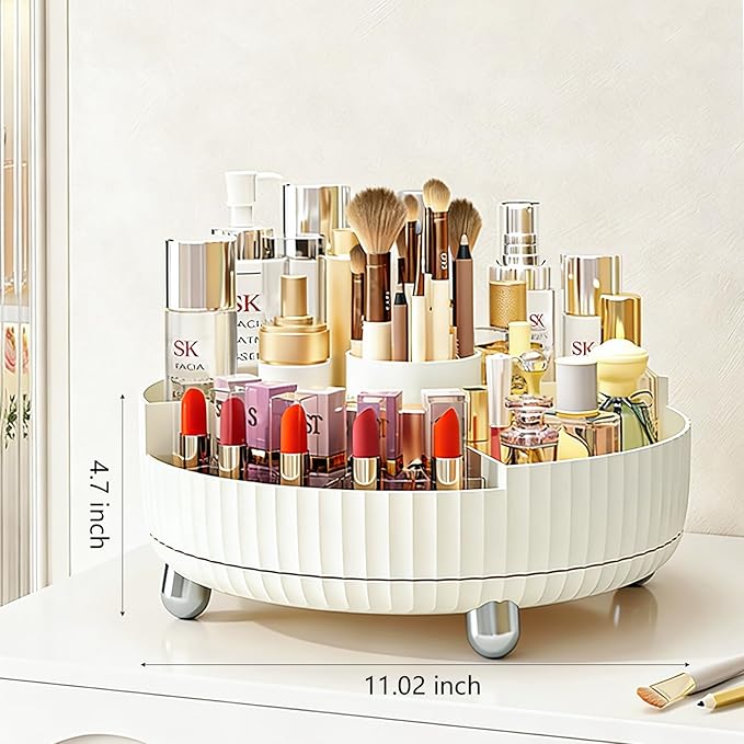 Anyoifax Makeup Perfume Organizer Tray with Divider 360 Degree Rotating Lazy Susan Skincare Lotion Organizer Spinning Cosmeti