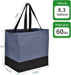 Canvas Reusable Grocery Bags Heavy Duty, 8.3 gal Foldable Large Tote Bag with Handles, Holds 60 lbs Canvas Shopping Bags, 1 Pack