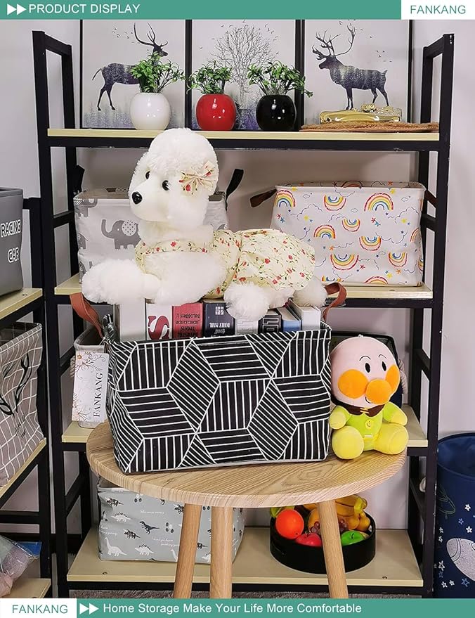 FANKANG Storage Basket,Nursery Hamper Canvas Laundry Basket Foldable with Waterproof PE Coating Storage, Office, Bedroom, Clo