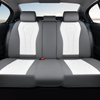 Coverado Rear Seat Covers, White Car Seat Cover, Back Seat Cover, 3-Pieces Luxury Car Seat Cushion, Leather Seat Cover Seat P