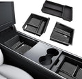 3 Piece Center Console Organizer Tray for Tesla Model 3 Highland 2024 2025 Model Y Juniper 2025 Armrest Storage Box Tesla Interior Accessories