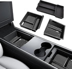 3 Piece Center Console Organizer Tray for Tesla Model 3 Highland 2024 2025 Model Y Juniper 2025 Armrest Storage Box Tesla Interior Accessories