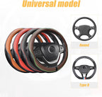Leather Steering Wheel Cover, Soft Breathable Anti-Slip Protector for Car, Truck, SUV - Universal Fit 15 Inch for Women and M