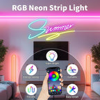 iNextStation RGB Neon LED Strip Lights, 16.4FT 12V Flexible Rope Lights Color Changing Multiple Modes Control with APP & Remote,IP65 Waterproof Neon Lights for Bedroom Decor