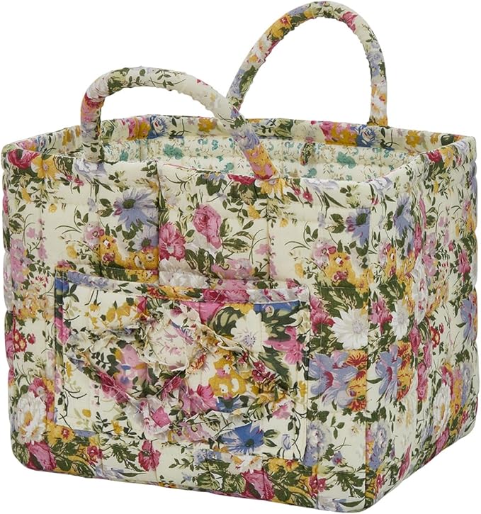 Boho Fabric Storage Basket, Large Capacity Laundry Basket, 12.2'' x 10.23'' x 10.23'' Collapsible Laundry Hamper with Easy Ca
