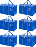 BALEINE 6-Pack Oversized Moving Bags with Reinforced Handles, Heavy-Duty Storage Tote for Clothes, Moving Supplies (Royal Blu