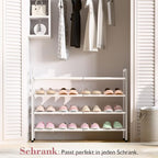 Bumusty 4-Tier Expandable Shoe Rack for Closet, 18“-33” Adjustable Shoe Rack for Small Space, Small Shoe Organizer for Front 