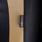 Flying Banner car seat Covers Protects Water Proof Faux Leather Carbon Fiber Front and Rear Bench (Black Beige, Full Set - 8P