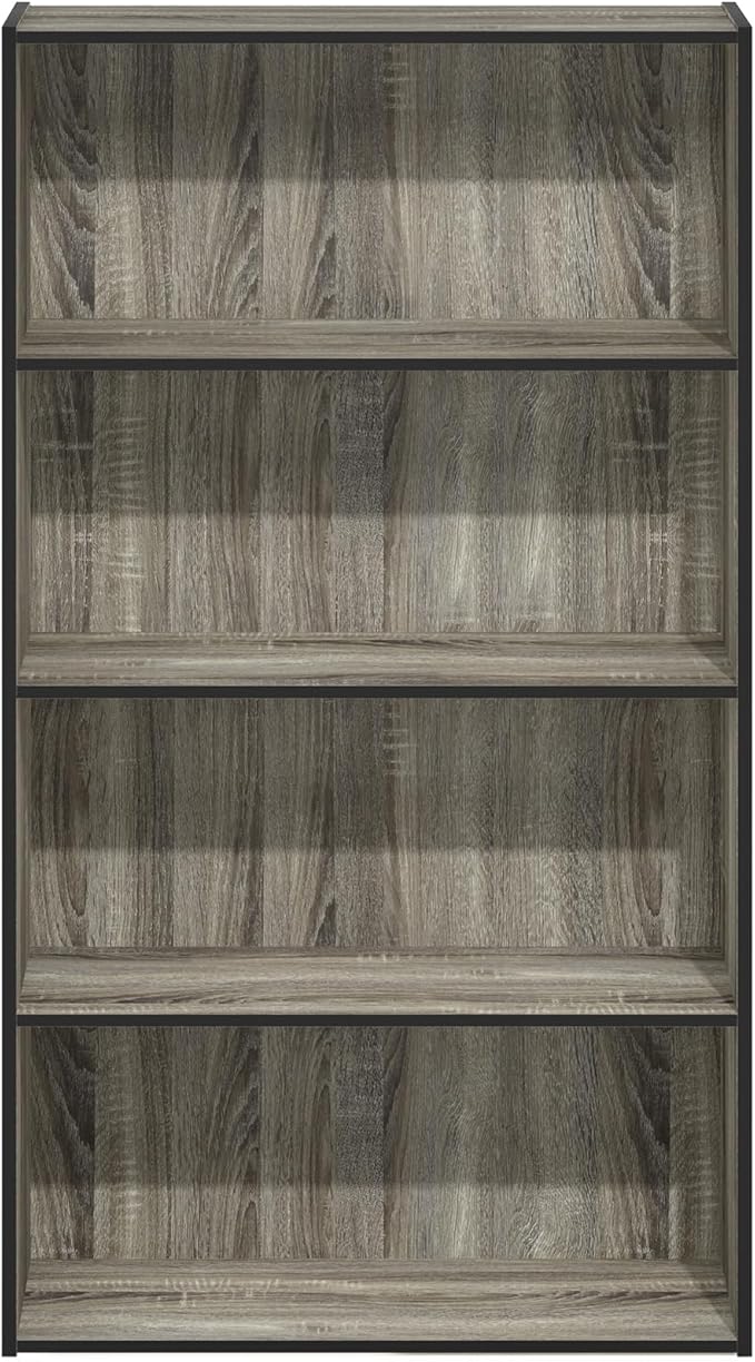 Furinno PASIR Book Shelf, 4-Tier Bookshelf, Bookcase with Open Shelf, 9.4 x 23.6 x 41.7, for Living Room, Bedroom, Home Offic