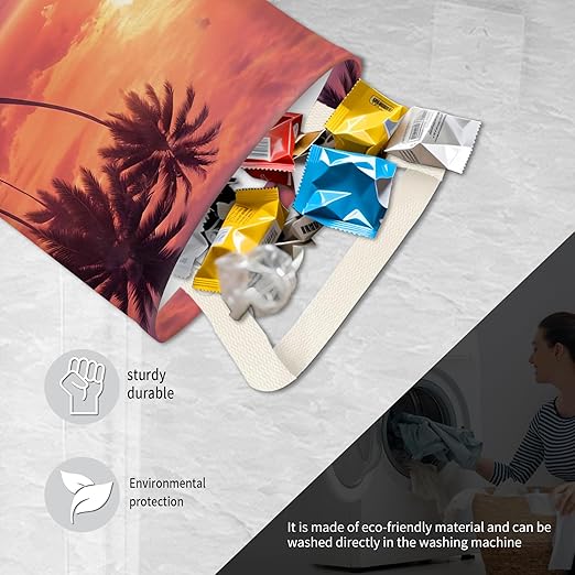 Hanging Car Garbage Bag, Cute Car Trash Can Bag, Automotive Accessories for Women Men Beautiful Tropical Sunset Palm