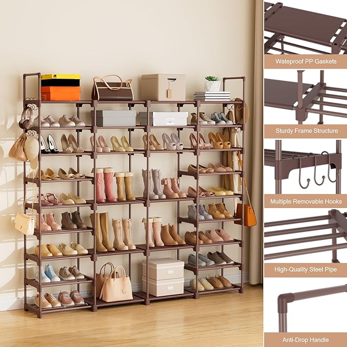 ROJASOP Large Shoe Rack Organizer for Entryway Closet 64-68 Pairs 9-Tier Heavy Duty Tall Garage Shoe Rack Shoe Shelf Shoes St