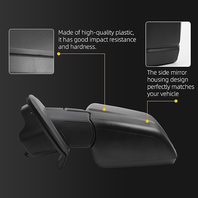 Dasbecan Left Driver Side Door Mirror Compatible with Ford F150 2015-2020 Non-Heated With Blind Spot glass Without Turn Signal Light Without Puddle Light Replace#FL3Z17683AK (3Pins) Black