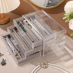 CLUQMEIK Necklace Organizer Box, Tray with Clear Lid, Dustproof Velvet Necklaces Holder Storage Display Case, Necklace Tray D