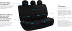 FH Group Light & Breezy Flat Cloth Cars Seat Covers Combo Steering Wheel Cover & Seat Belt Pads, Airbag and Split Rear Univer