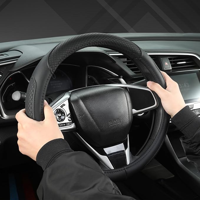 West Llama Customized Auto Car Steering Wheel Cover for Honda Accord Civic CR-V HR-V Pilot Fit Passport Odyssey 14.5-15inch(B