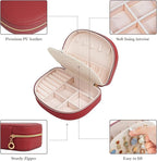 ProCase Travel Size Jewelry Box, Medium Portable Seashell-Shaped Jewelry Case, 2 Layer Jewelry Organizer in PU Leather for Wo