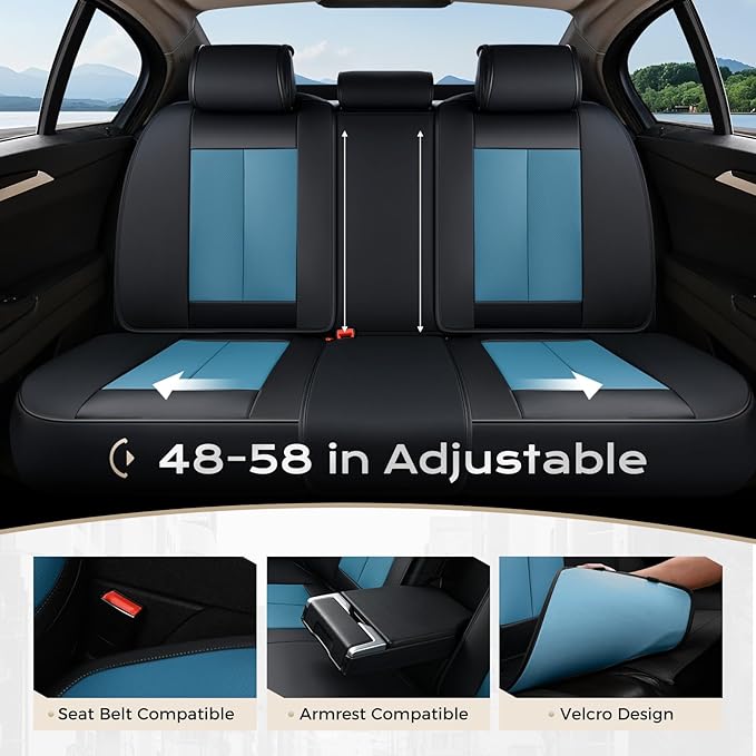 Coverado Car Seat Covers Full Set, Car Seat Protector Waterproof, Nappa Leather Car Seat Cushion, Seat Covers for Cars, Front