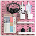 MULSAME Pegboard Combination Kit, Wall Mounted Storage Set with 4 Pegboards & 14 Accessories Hanging, Pink Peg Boards Organiz