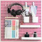 MULSAME Pegboard Combination Kit, Wall Mounted Storage Set with 4 Pegboards & 14 Accessories Hanging, Pink Peg Boards Organiz