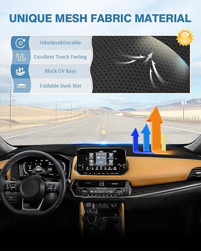 FIILINES Dash Cover for Nissan Rogue 2021-2025 (Not Fit Nissan Rogue Sport/SL/Platinum), Dashboard Mat Cover Sunshade Nonslip