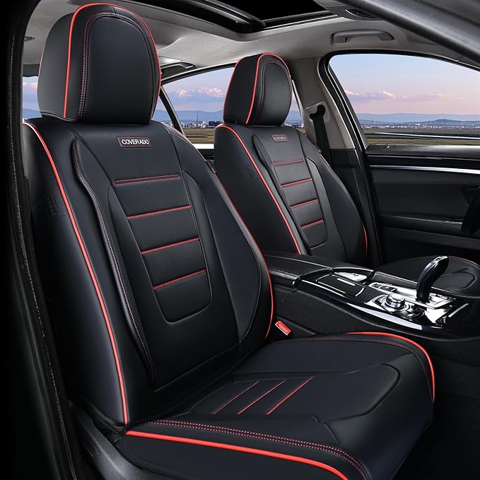 Coverado Seat Covers Full Set, Seat Covers for Cars, Car Seat Cover, Car Seat Protector, Nappa Leather Car Seat Cushion, Wate