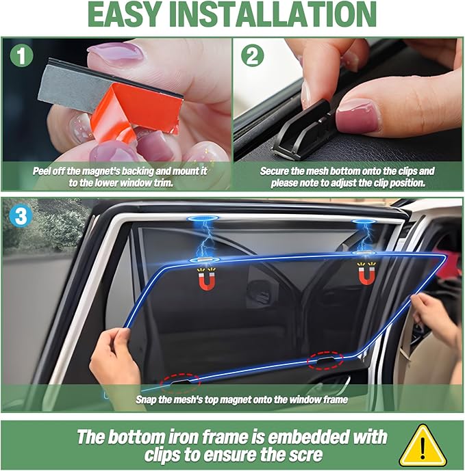 ZATOOTO Car Window Shades for Ford F150 2016-2024, 4 Pack F150 Sun Shade Side Window, Breathable Mesh Car Window Screen for Camping Napping Baby UV Protection
