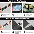 Mini Car Safety Hammer Car Window Breaker Tool and Seatbelt Cutter Car Glass Breaker Emergency Escape Tool SafeHammer Glass B