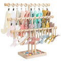 POVETIRE Headband Holder Stand Storage for Baby, 3 Tier Wooden Bow Organizer for Girls Hair Bows, Infant Hair Accessories Rac