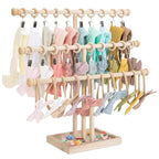 POVETIRE Headband Holder Stand Storage for Baby, 3 Tier Wooden Bow Organizer for Girls Hair Bows, Infant Hair Accessories Rac