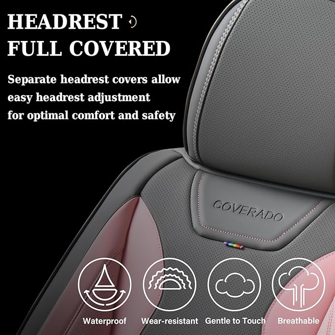 Coverado Car Seat Covers, Front Covers for Cars, Car Seat Cover Front Seats, Automotive Seat Cover, Waterproof, Leather Car S