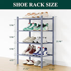 Smiry Shoe Rack, 4 Tier Small Bamboo Shoe Organizer, Stackable Free Standing Wooden Shoe Storage Shelf for Closet, Entryway, 