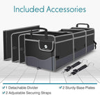 Trunk Organizer with Cooler, Collapsible Trunk Storage Container with Non Slip Bottom Strips, Large Multi-Compartment Waterproo