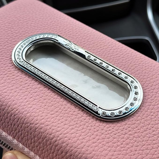 Car Tissue Holder, Sun Visor Napkin Holder, Luxury PU Leather Backseat Tissue Case Holder (Pink)