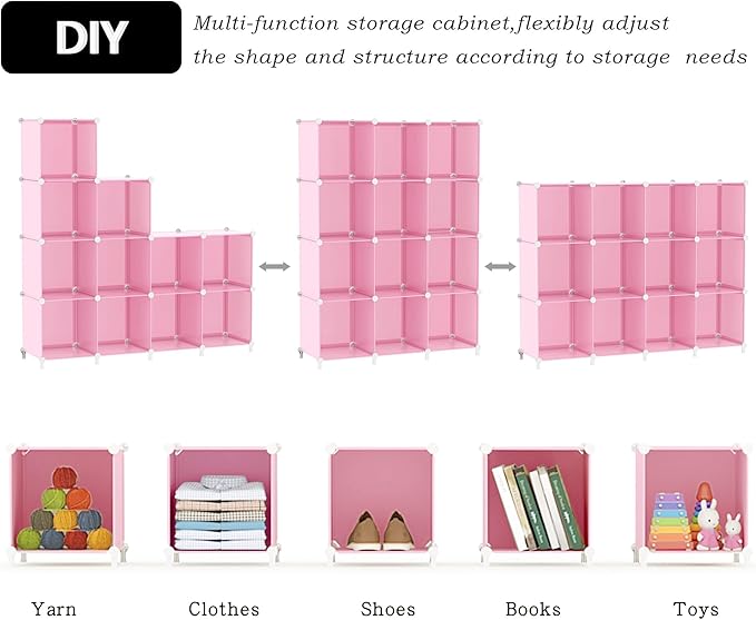 AWTATOS Cube Storage Organizer Protable Closet Organizers and Storage for Kids DIY Stackable 12 Cube Storage Shelves Clothes 