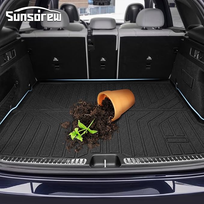 Sunsdrew Floor Mats Cargo Liner Set for 2023-2025 2026 Mercedes Benz GLC/GLC 300/GLC 350e/GLC 43 AMG (Not for Coupe), All Weather TPE Rubber Car Mats for GLC Accessories Raised Edge