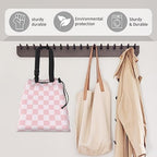 Car Trash Bag Large Hanging Can for Back of Seat, Cute Waterproof Car Garbage Bag for Vehicle, Travelling, Outdoor Pink White Checkerboard