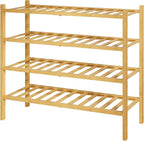 Kitsure Bamboo Wooden Shoe Rack for Closet - Stackable Shoe Organizer with Modular Structure, Space-Saving Shoe Shelf for Ent