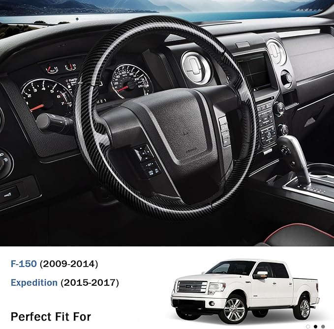 Steering Wheel Cover for Ford F150 2009-2014/ Ford Expedition 2015-2017, Car Steering Wheel Cover Protector Accessories for Ford (Glossy Black)