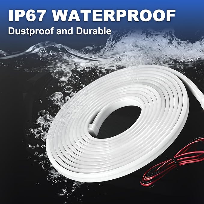 Car LED Strip Lights, 4M Waterproof Dynamic Flowing Car Trunk Light Strip, Silicone Flexible Cuttable Auto Interior Lamp Decoration, Universal Fit for Car Trunks, SUVs, and Vans (White)