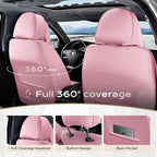 Coverado Seat Covers Full Set, 5 Seats Seat Covers for Cars, Waterproof Nappa Leather Car Seat Covers with Head Pillow, Seat 