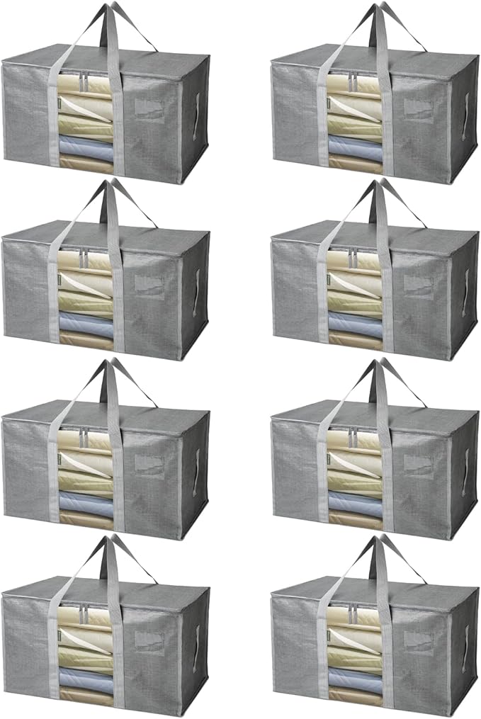 BALEINE 8-Pack Oversized Moving Bags with Reinforced Handles, Heavy-Duty Storage Tote Moving Supplies for Packaging, Camping 