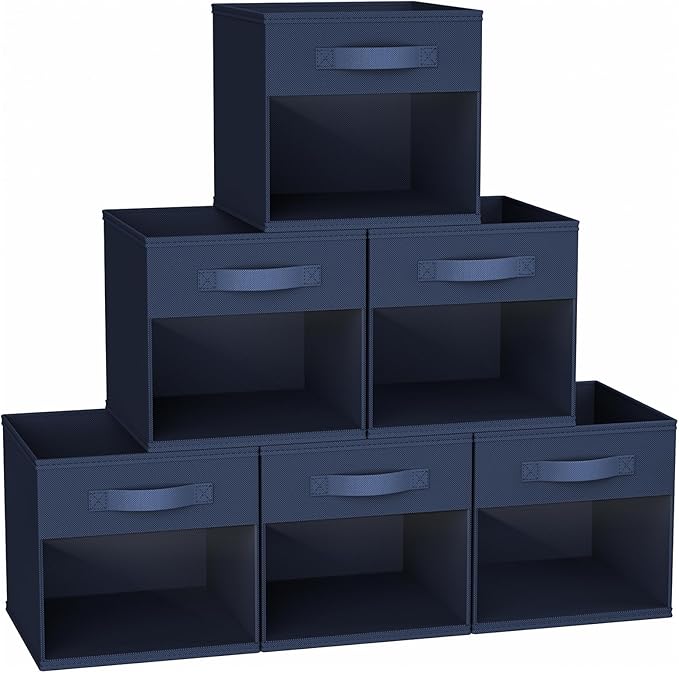 DIMJ Cube Bins, 12.2-Inch Storage Bins Cubes with Window, 6 Packs Collapsible Storage Bins with Handles, Closet Storage Baske