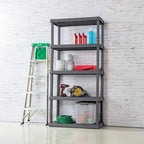 Sterilite 5 Shelf Unit, Heavy-Duty Shelving Storage Rack for Home and Garage, Gray - Multipurpose Plastic Organizer Shelves f