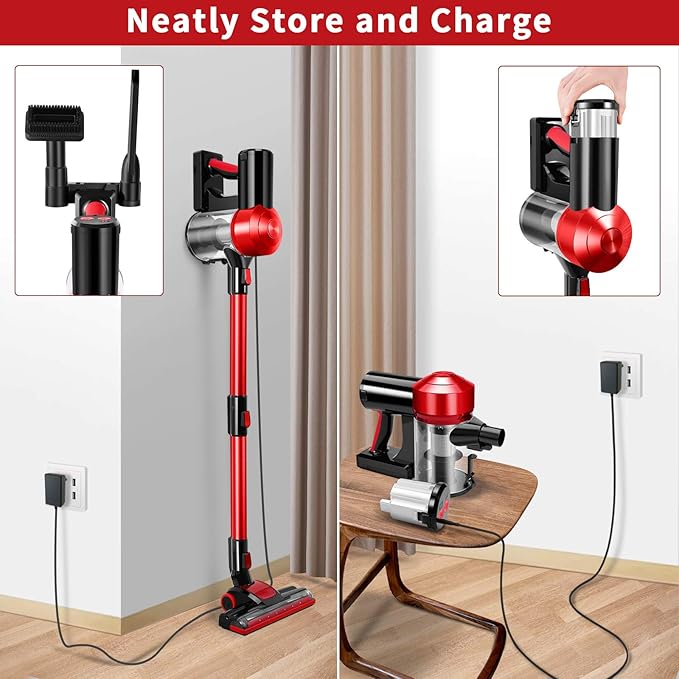 iwoly C150 Cordless Vacuum Cleaner Rechargeable with 2200mAh Detachable Battery, 18000Pa Cyclone Vacuum with HEPA Filter, Lig