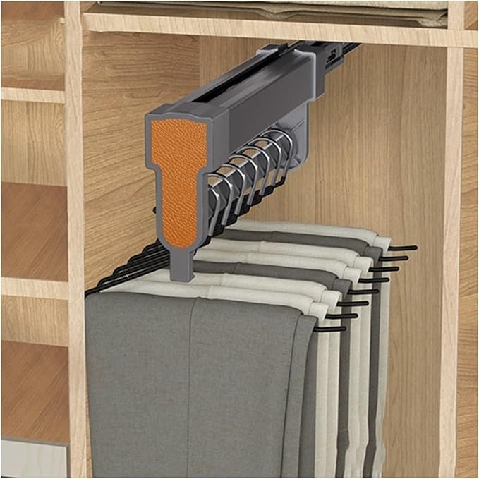 Pull Out Clothes Rail,Extendable Closet Rod Hanger,Space Saving Closet System for Wardrobe,for Closet,Pants Organizer(Color1,