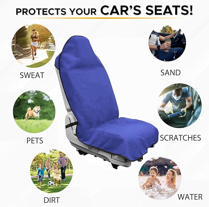 Waterproof Sweating Car Seat Cover for Post Gym Workout, Running, Swimming, Beach and Hiking, Universal Fit Non-Slip Bucket S