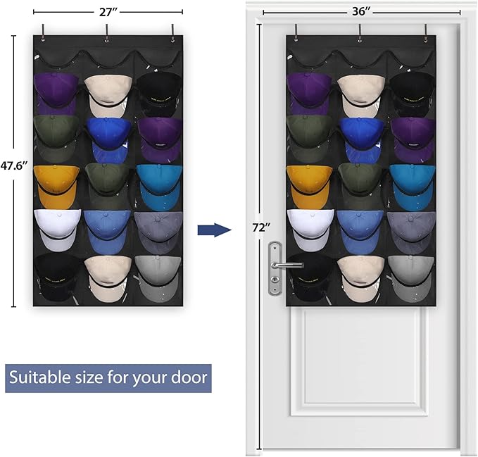 Dofilachy Hat Rack - Hat Organizer - Hat Racks for Baseball Caps, Visible Hat Holder - Baseball Hat Rack for Wall Door with 3