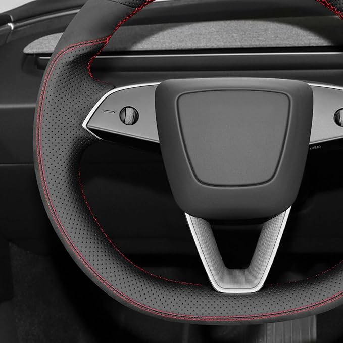 MEWANT Tesla Model 3 Highland/Model Y DIY Stitching Steering Wheel Cover Wrap for Tesla Model 3 Highland 2023-2025/Model Y 2025 Highland for Tesla Model 3/Model Y Accessories